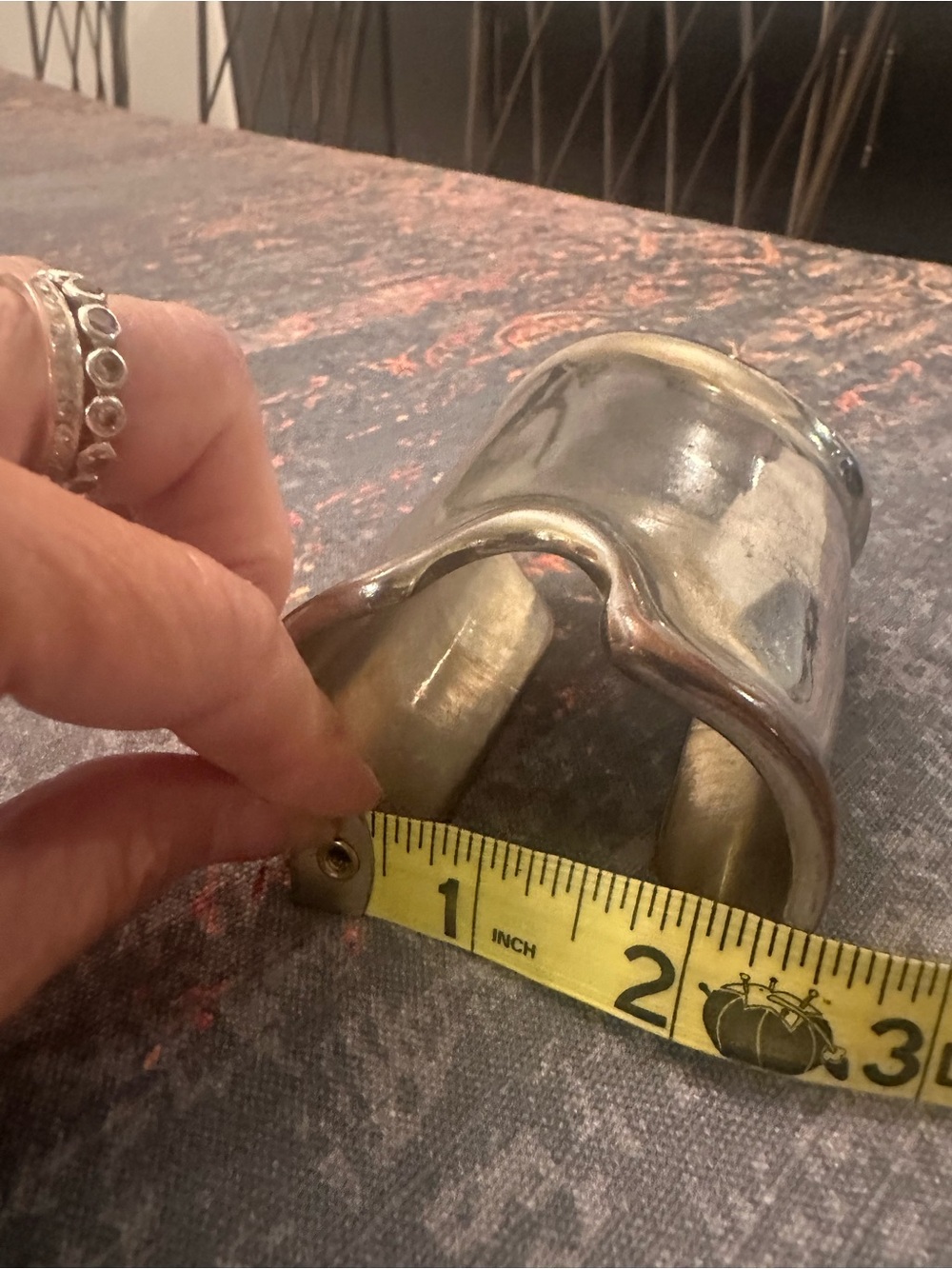 Hammered Metal Wide Cuff Bracelet in Aged Silver Tone - Picture 3 of 4